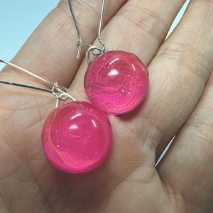 Unique Handmade Pink Sparkly Galaxy Earrings